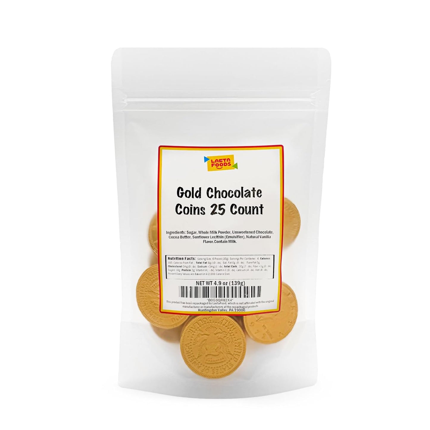 Gold Chocolate Coins | 25 Count | Individually Wrapped Chocolate Coins | Gold Candy for Holiday Treats, Buffets, Pirate Treasure, Goodie Bags & Festive Celebrations