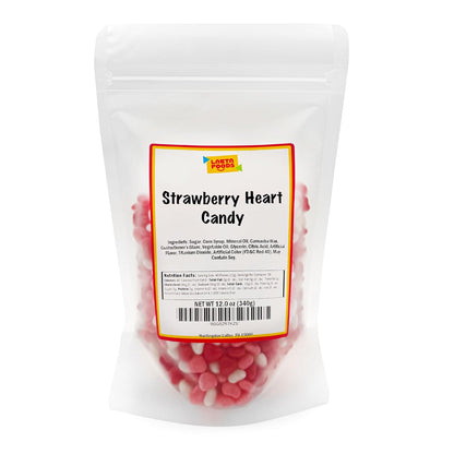 Strawberry Hearts Candy | 12 Ounce Bag | White, Pink & Red Candy Hearts for Dessert Topping, Buffets and Gifting | Strawberry Hard Candies | Old Fashioned Treat