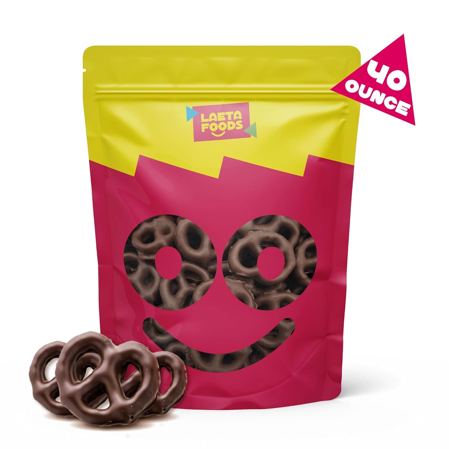 Dark Chocolate Covered Pretzels | 40 Ounce Bag | Salted Pretzels in Mildly Sweet Chocolate Coating
