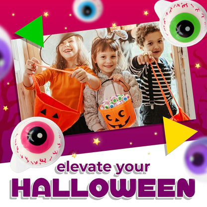 Halloween Candy, Gummy Eyeballs with Strawberry Jelly Center, 60 Count Box
