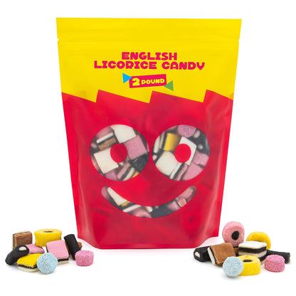 English Licorice Candy | 2 Pound Bag | Allsorts Licorice Mix | Gourmet English Candy Bulk | Old Fashioned Candy for Buffets and Gifting | Mixed Shapes and Textures