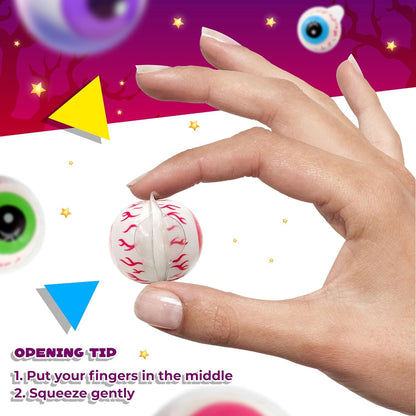 Halloween Candy, Gummy Eyeballs with Strawberry Jelly Center, 60 Count Box