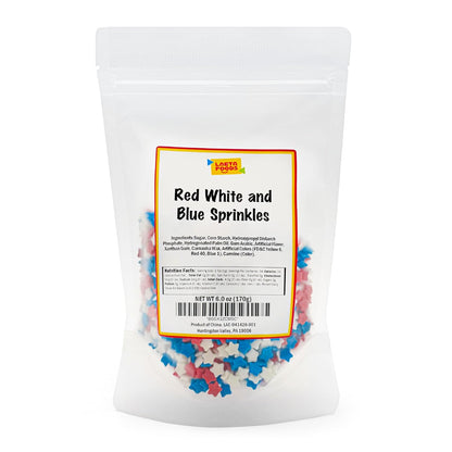 Red White and Blue Sprinkles | 6 Ounce Bag | Patriotic Stars Sprinkles for 4th of July Desserts, Cupcakes, Ice Cream, Cookies, and Independence Day Decorations