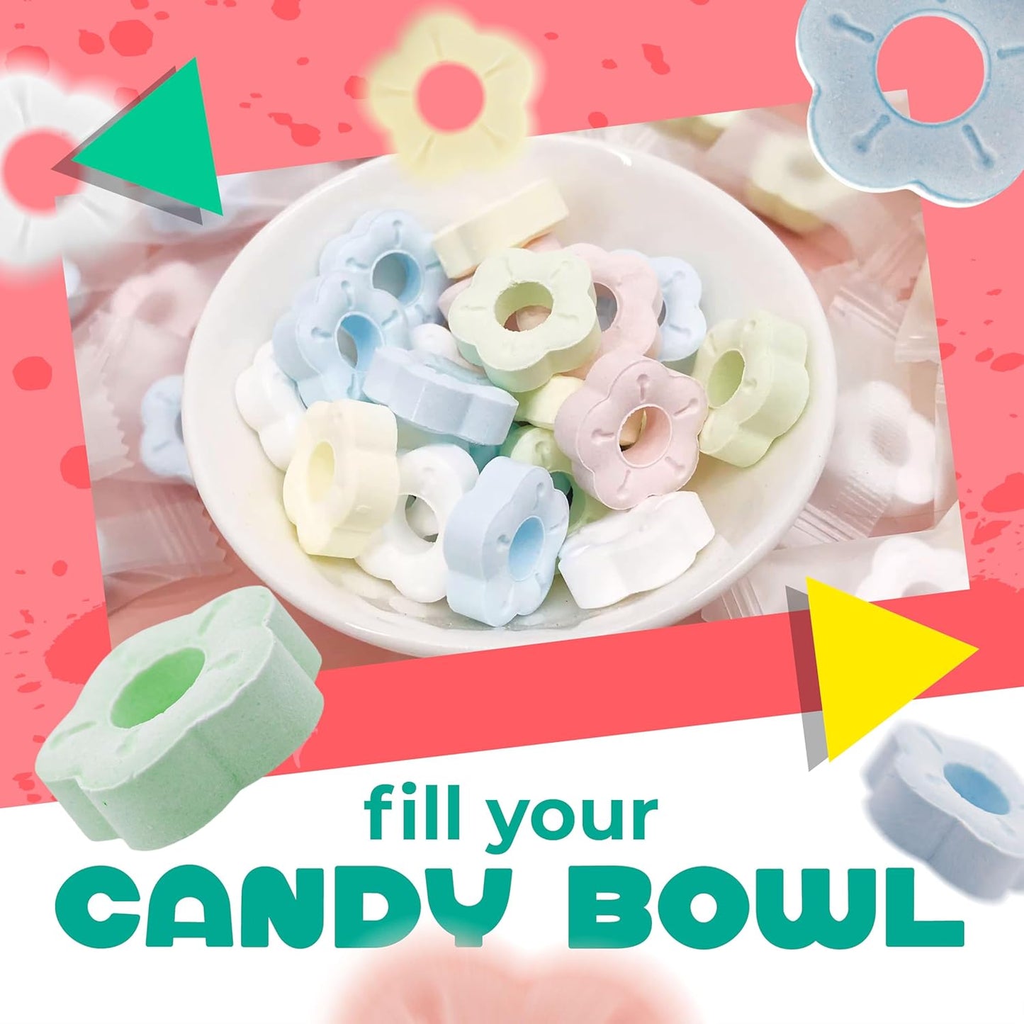 Sugar Free Candy | 1 Pound Bag | Flower After Dinner Mints Individually Wrapped | Sugar Free Hard Candy | Lemon, Peach, Grape, Mint, Vanilla | Wrapped Mints for Office