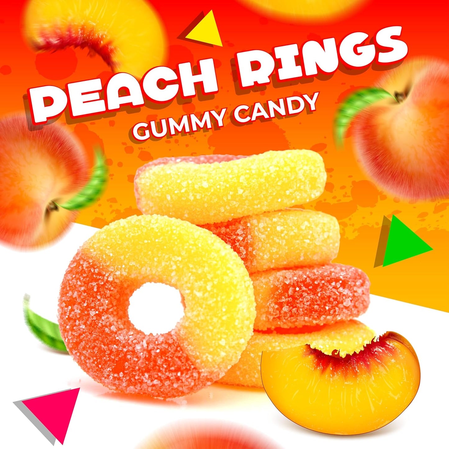 Peach Rings Gummy Candy | 1 Lb Bag | Classic Sweet and Sour Candy | Gummy Rings with Chewy Texture | Nostalgic Peach Gummies for Snacking, Parties & Buffets