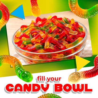 Halloween Gummy Worms, Chewy Candy, Fruit Flavored, 1 Lb Bag