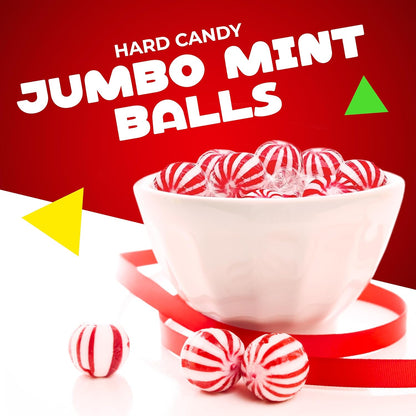 Jumbo MInt Balls |1 Pound Bag - Approx. 45 Count | Nostalgic Peppermint Hard Candy | Individually Wrapped Candy for Office Bowls & Buffets