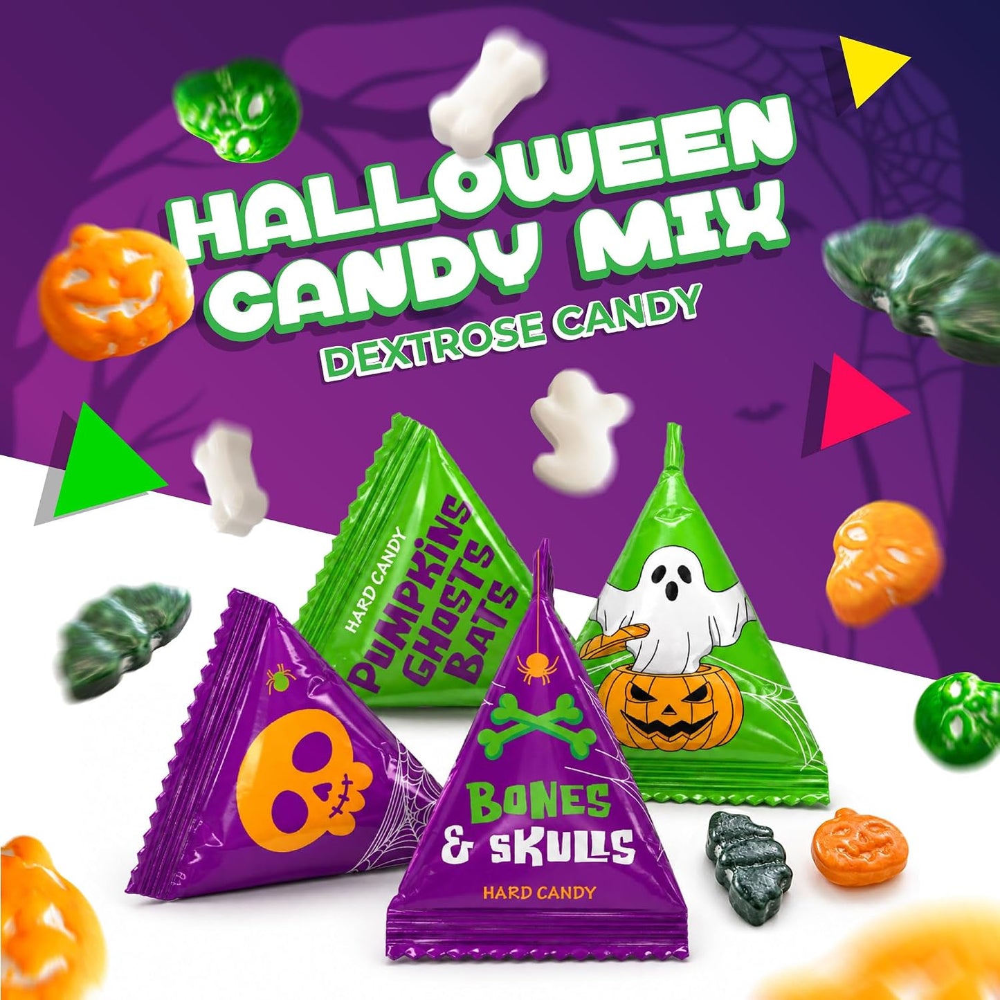 Halloween Candy Mix, Skulls Bones and Pumpkin Shapes - 40 Mini Pack