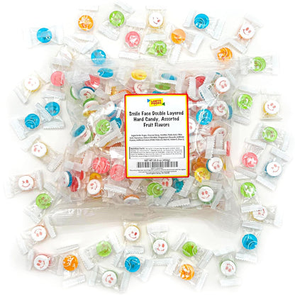 Happy Face Candy | 1 Lb Bag | Hard Candy Individually Wrapped | Assorted Fruit Flavors | Sweet & Sour Candies for Goodie Bags, Party Favors & Office Bowls