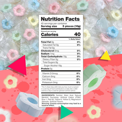 Sugar Free Candy | 1 Pound Bag | Flower After Dinner Mints Individually Wrapped | Sugar Free Hard Candy | Lemon, Peach, Grape, Mint, Vanilla | Wrapped Mints for Office
