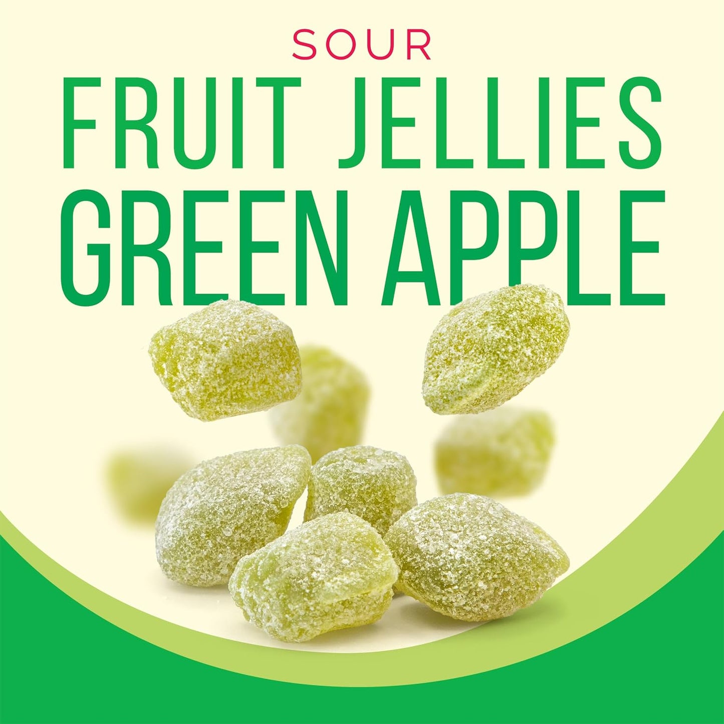 Sour Fruit Jelly Candy, Green Apple Flavored, Dye Free Candy, 12 Oz Jar | Naturally Flavored Vegan Candy, Made with Real Fruit Purees