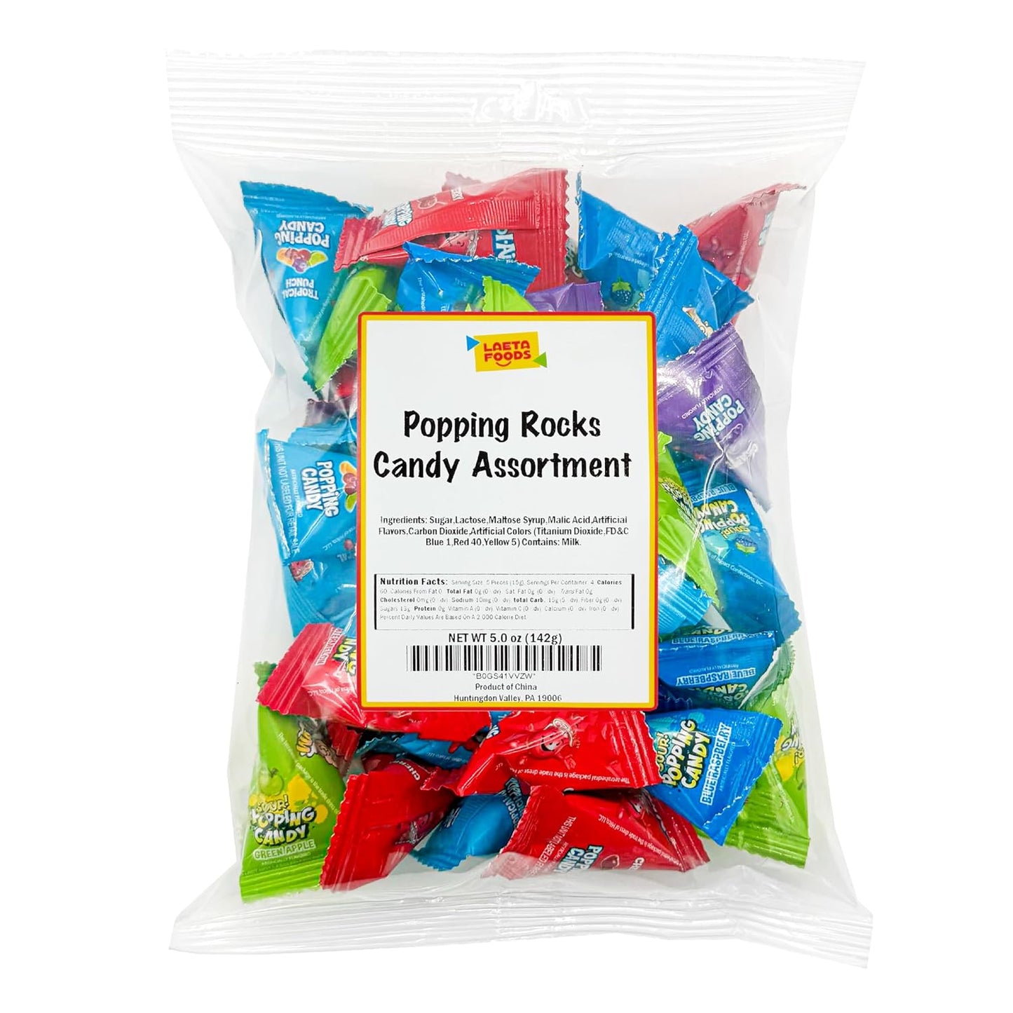 Popping Candy Assortment | 40 Mini Packs | Popping Rocks Candy Individually Wrapped | Sour & Sweet Assorted Fruit Flavors for Goodie Bags, Pinatas & Party Favors