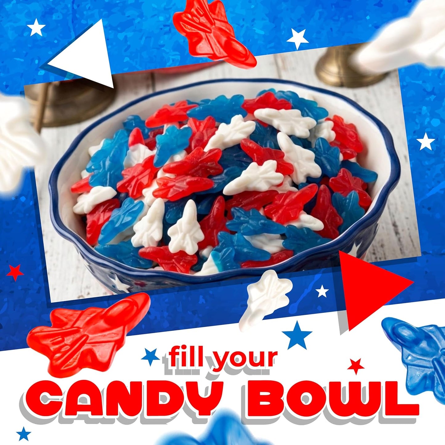 Red White and Blue Candy | 1 Pound Bag | Patriotic Candy | Gummy Planes | 4th of July Gummies | Memorial Day & Themed Party Favors | Assorted Berry Flavors