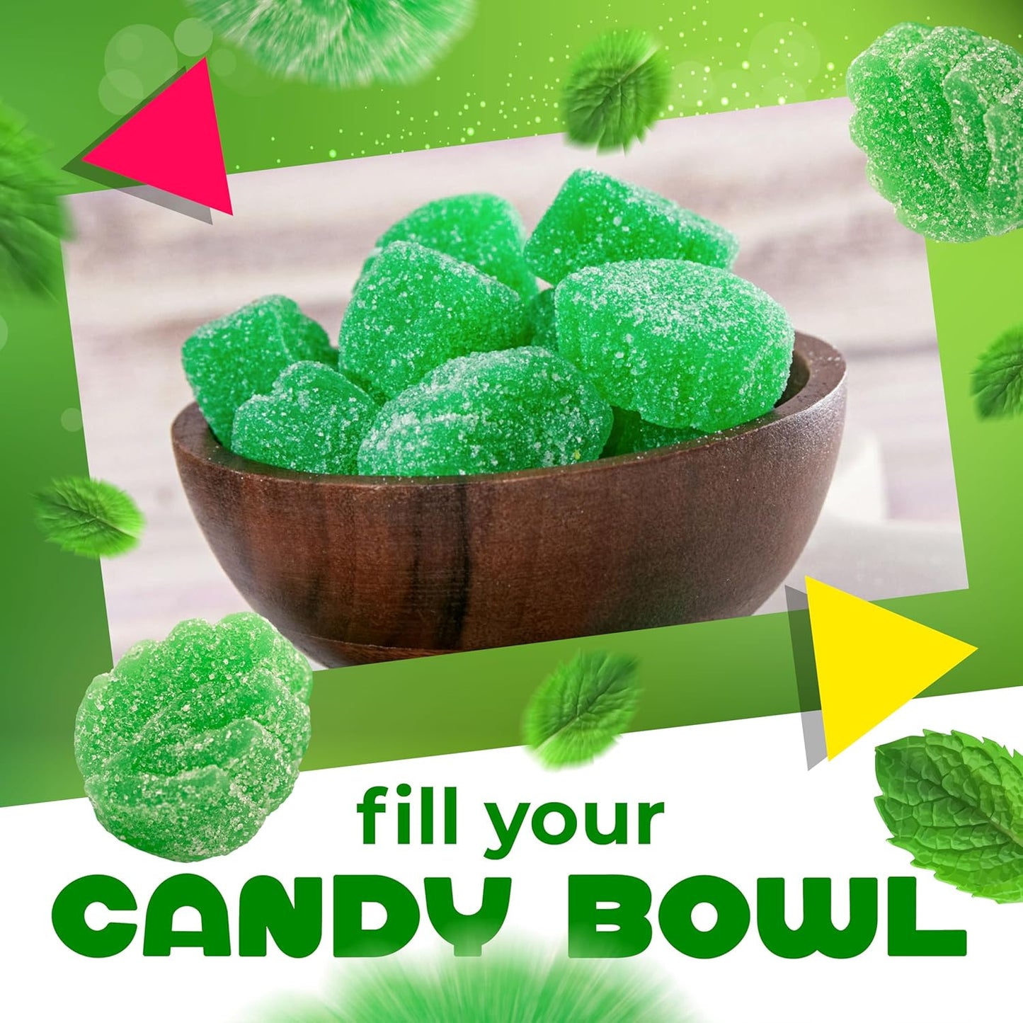 Spearmint Leaves | 2 Pound Bag | Jelly Candy | Soft Refreshing Sweets