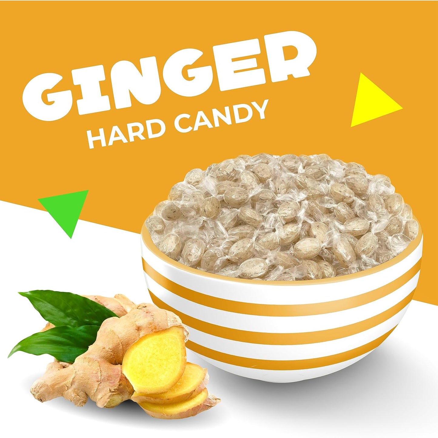 Ginger Candy | 1 Lb Bag - Approx. 90 Count | Hard Candy Individually Wrapped | Ginger Candies for Office Bowls, Gifting & Favors | Classic Flavor