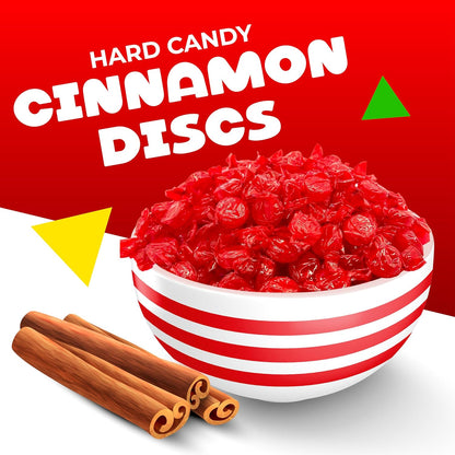 Cinnamon Discs Hard Candy | 1 Pound Bag - Approx. 75 Count | Spicy Sweet Nostalgic Hard Candy | Hard Candy Individually Wrapped | For Office Bowls & Holiday Buffets
