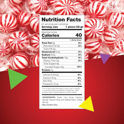Jumbo MInt Balls |1 Pound Bag - Approx. 45 Count | Nostalgic Peppermint Hard Candy | Individually Wrapped Candy for Office Bowls & Buffets