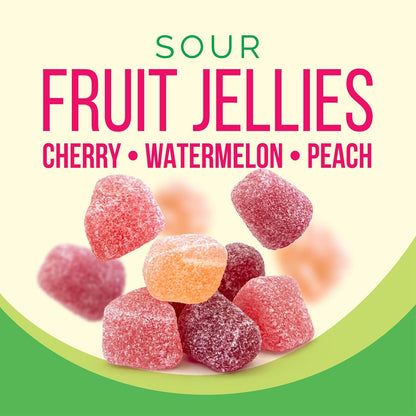 Sour Fruit Jellies, Cherry Watermelon Peach, 12 oz Jar