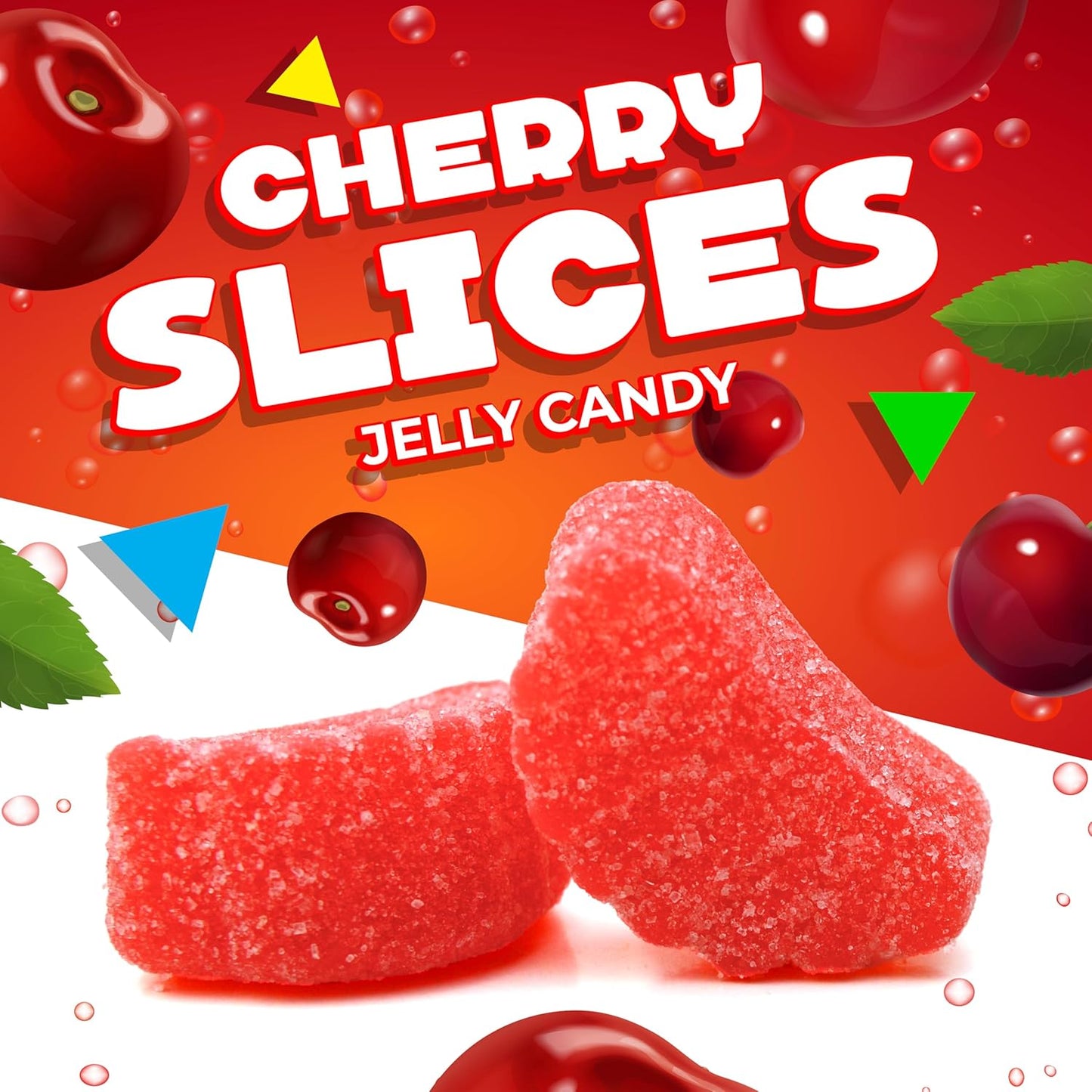 Cherry Slices Candy | 2 Pound Bag | Sugar Dusted Classic Jelly Fruit Slices | Bulk Chewy Candy for Buffets, Party Favors, Events, and Everyday Snacking