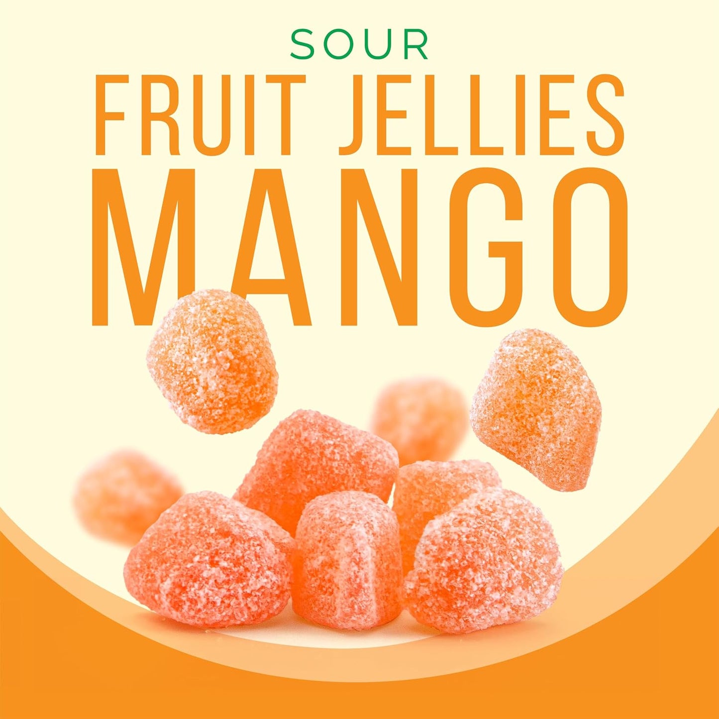 Sour Fruit Jelly Candy, Mango Flavored, Dye Free Candy, 12 Oz Jar | Naturally Flavored Vegan Candy, Made with Real Fruit Purees