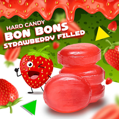 Arcor Strawberry Filled Bon Bons | 1 Pound Bag - Approx. 60 Count | Retro Candy | Strawberry Bon Bons |Hard Candy Individually Wrapped |