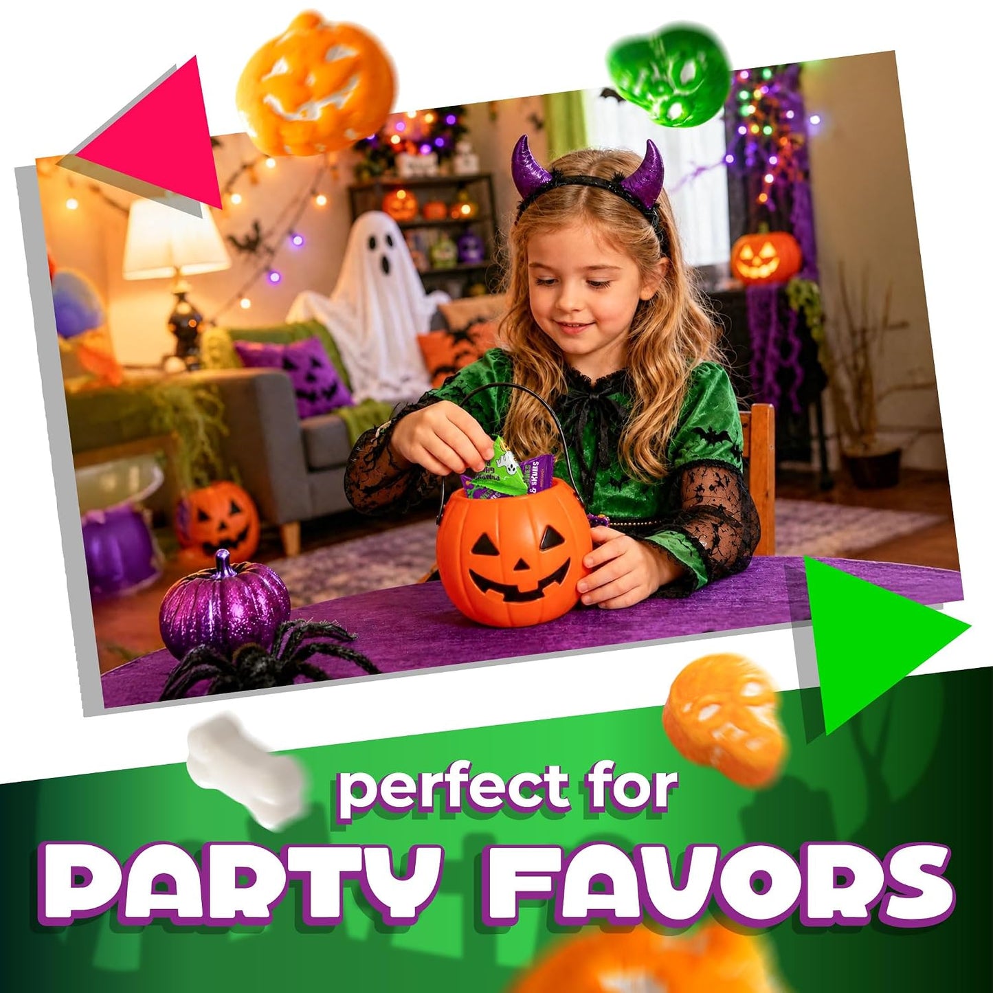 Halloween Candy Mix, Skulls Bones and Pumpkin Shapes - 40 Mini Pack