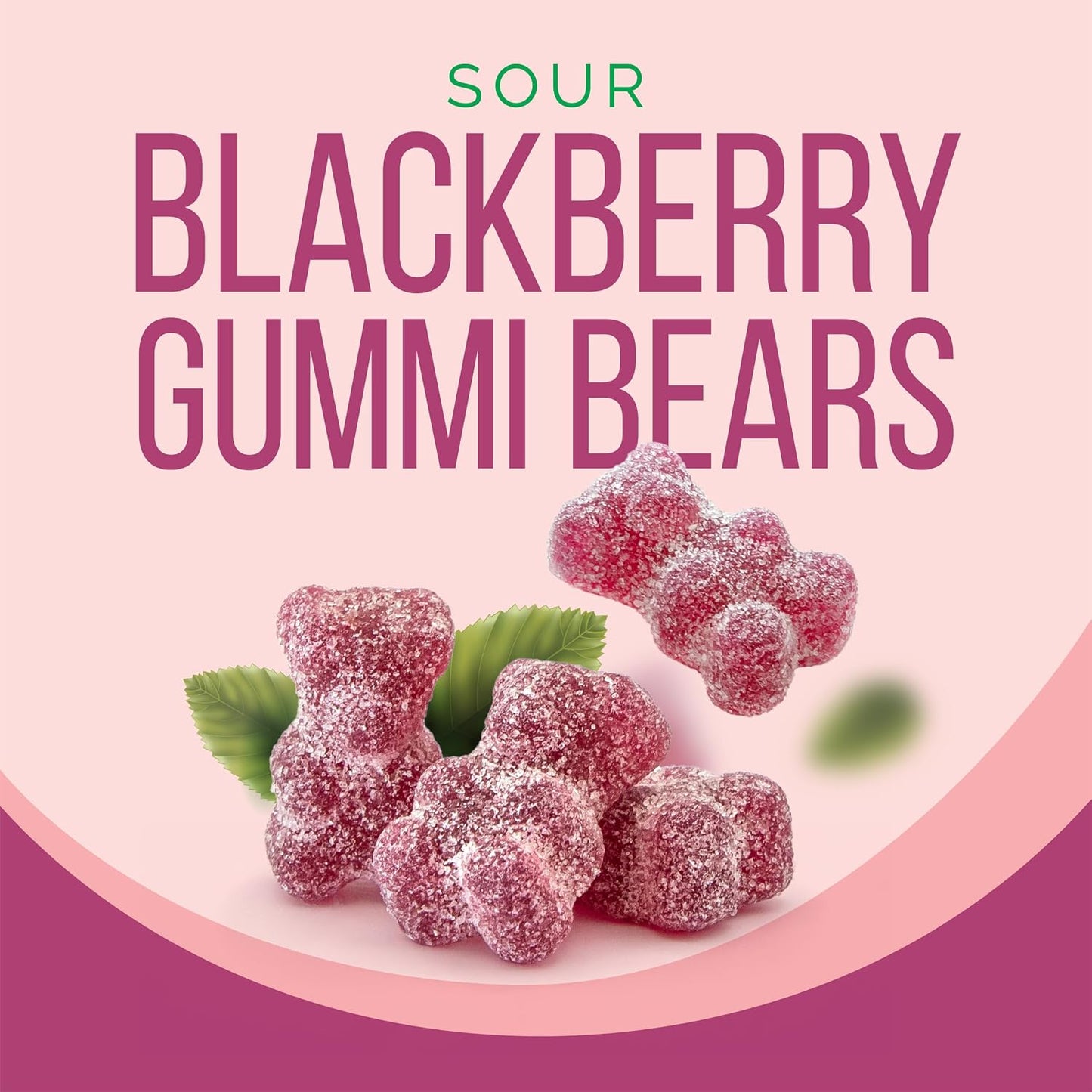 Sour Gummi Bears, Blackberry Flavored, Dye Free Candy, 10 Oz Jar