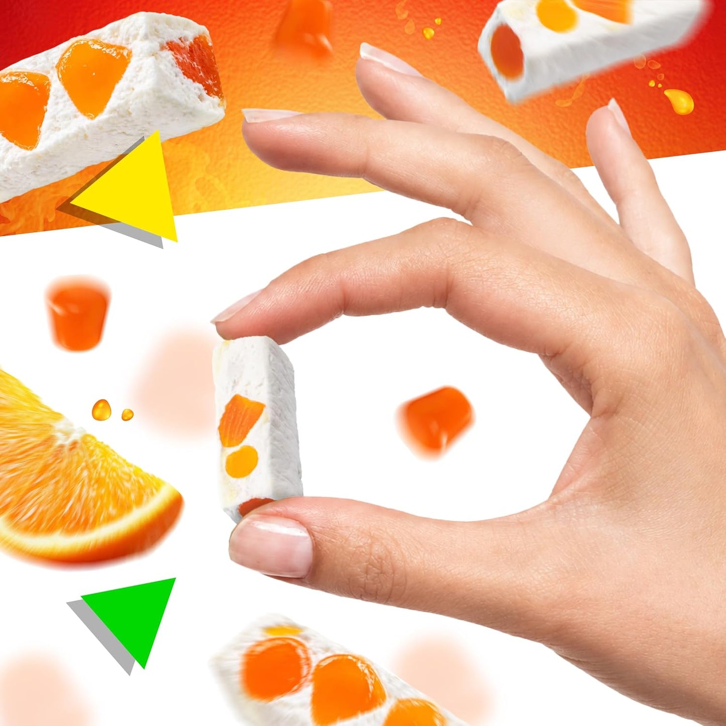 Jujube Nougat Candy, Orange Jelly Bits, Chewy Candy, 9 Oz Bag | Individually Wrapped Candy, 25 Pieces