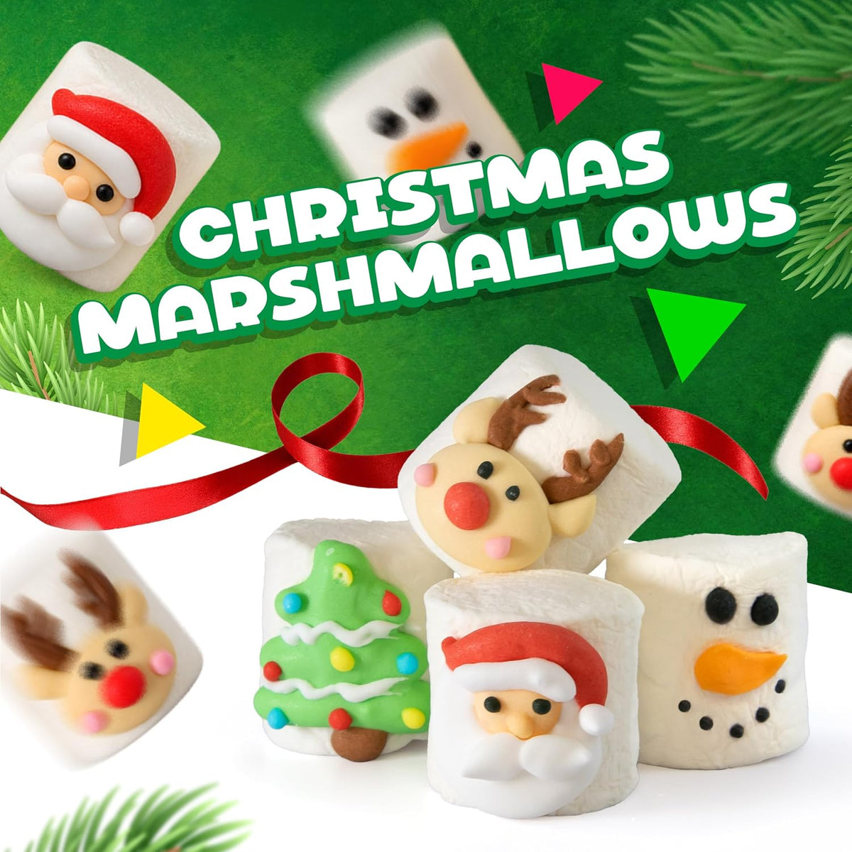 Christmas Marshmallow Candy, Individually Wrapped, 3.5 Oz Gift Bag