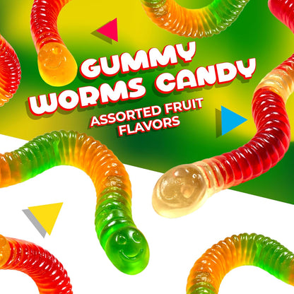 Halloween Gummy Worms, Chewy Candy, Fruit Flavored, 1 Lb Bag