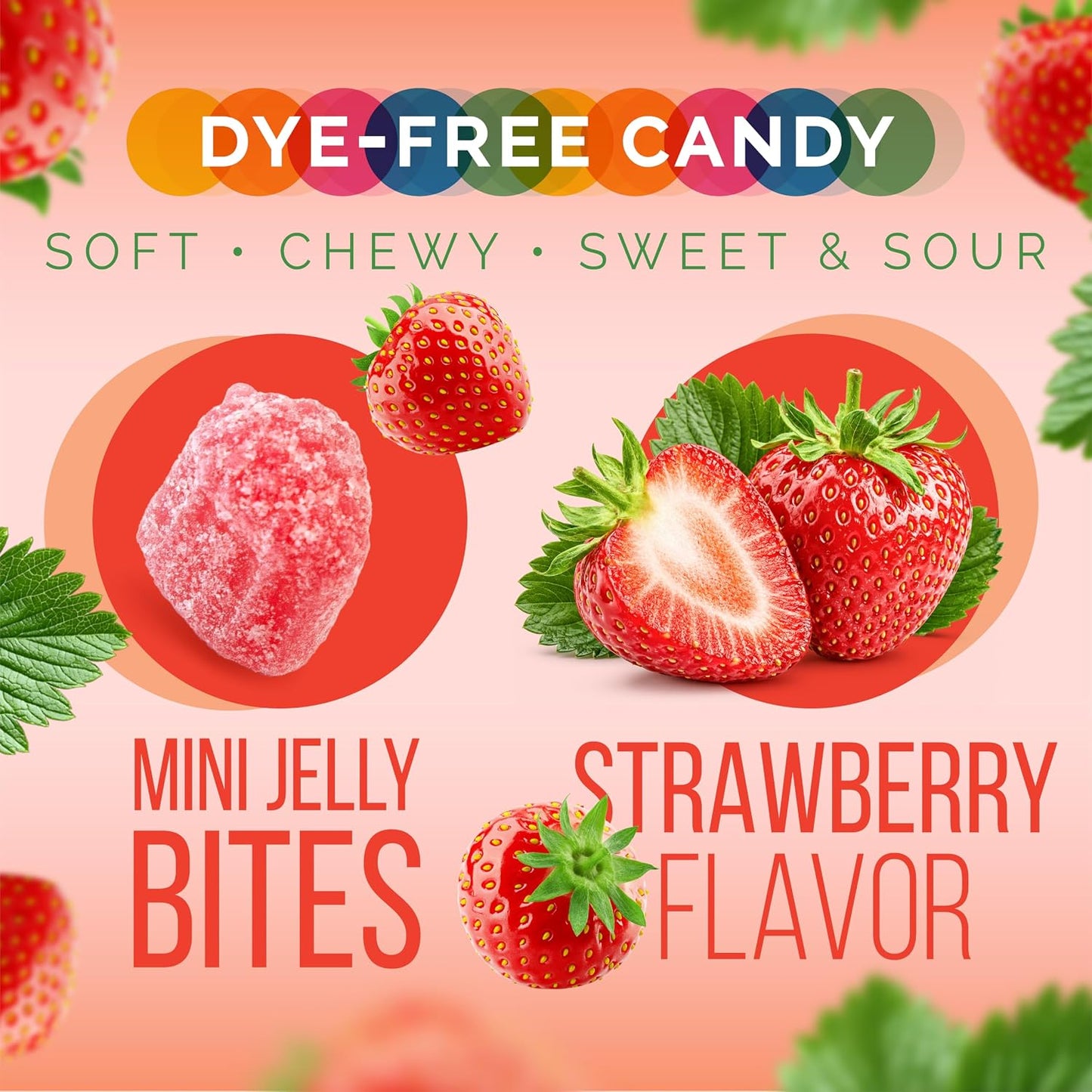 Sour Fruit Jelly Candy, Strawberry Flavored, Dye Free Candy, 12 Oz Jar | Naturally Flavored Vegan Candy, Made with Real Fruit Purees