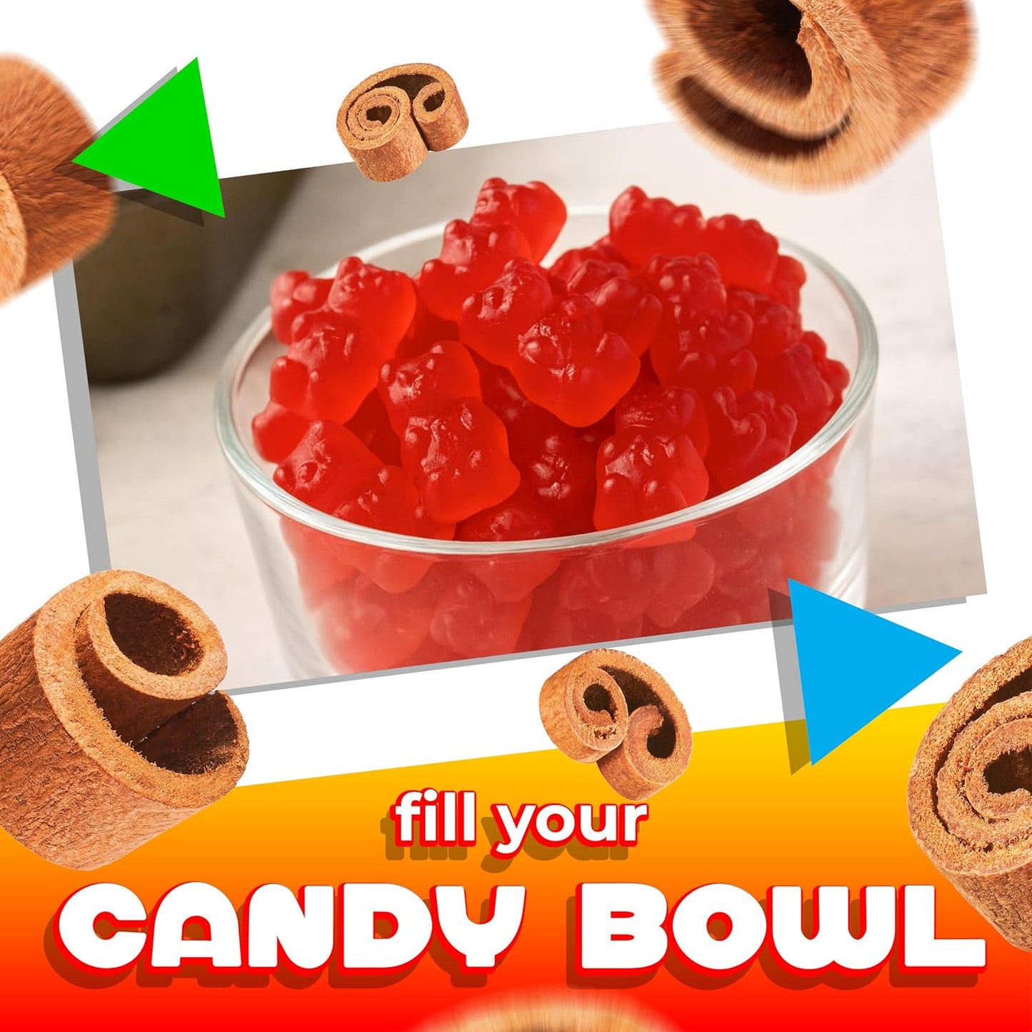 Cinnamon Jelly Bears | 2 Pound Bag | Cinnamon Candy | Gelatin Free JuJu Bears | Retro Sweet and Spicy Gummies | Chewy Candy for Snacking and Holiday Buffets