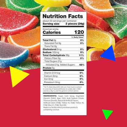Fruit Slices Jelly Candy | 2.5 Pound Bag - 70 Count | Individually Wrapped Candy | Nostalgic Jelly Slices | Festive Old Fashioned Treat | Assorted Flavors
