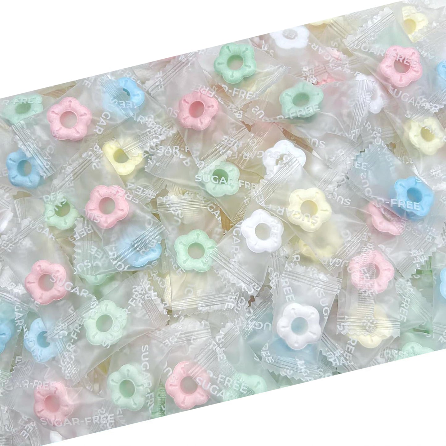 Sugar Free Candy | 1 Pound Bag | Flower After Dinner Mints Individually Wrapped | Sugar Free Hard Candy | Lemon, Peach, Grape, Mint, Vanilla | Wrapped Mints for Office