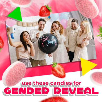 Strawberry Gummy Candy | 1 Pound Bag | Puffy Strawberry Gummies | Pink Candies for Baby Shower, Gender Reveal, and Girls' Parties | Fluffy Pink Drops | Chewy Treat