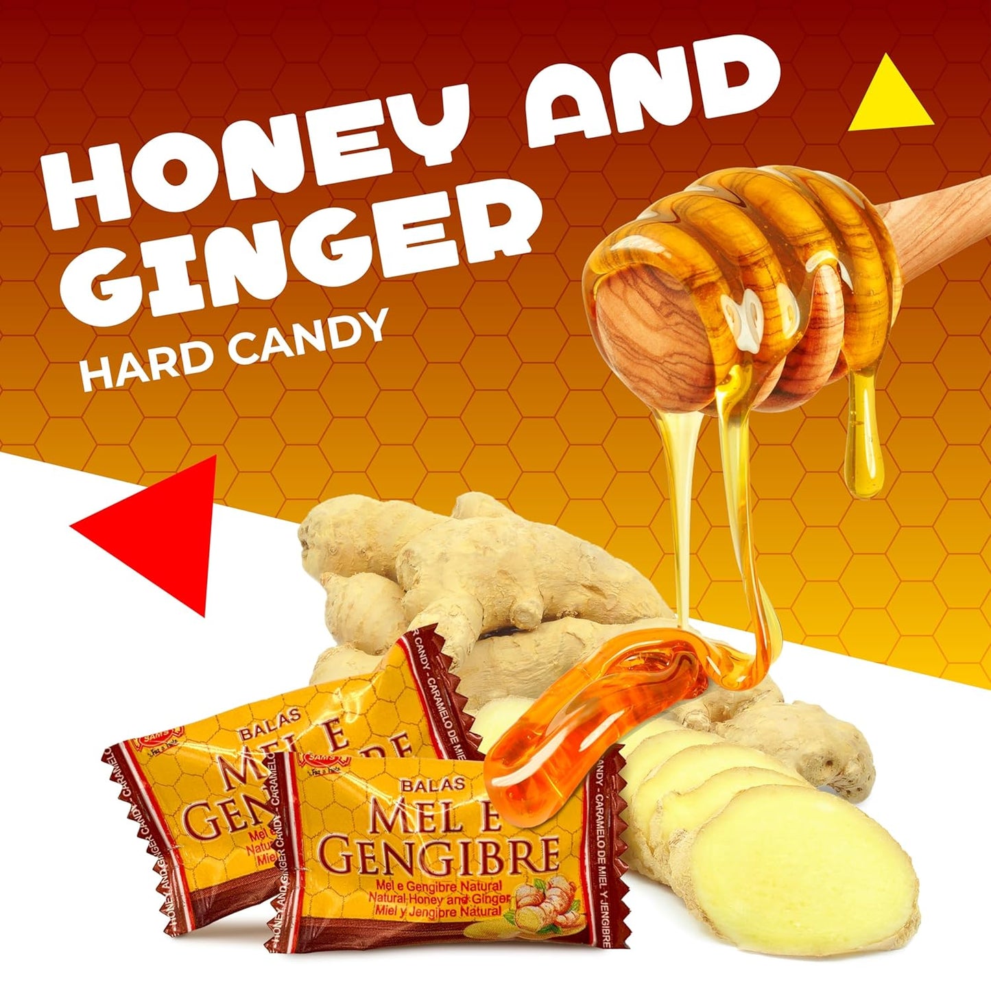 Honey Ginger Hard Candy | 1 Lb Bag - Approx. 100 Count | Old Fashioned Candy Individually Wrapped | Honey & Ginger Candies for Office Bowls, Gifting & Favors