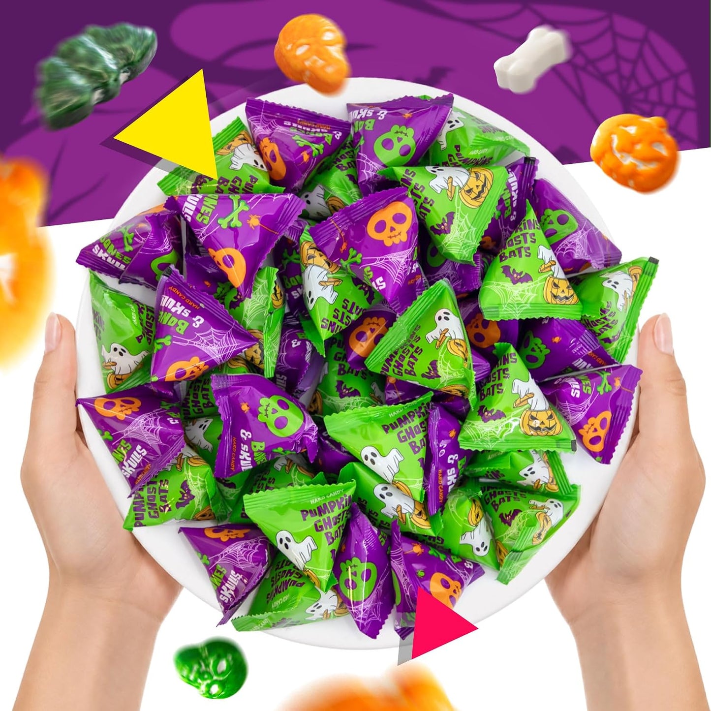 Halloween Candy Mix, Skulls Bones and Pumpkin Shapes - 40 Mini Pack