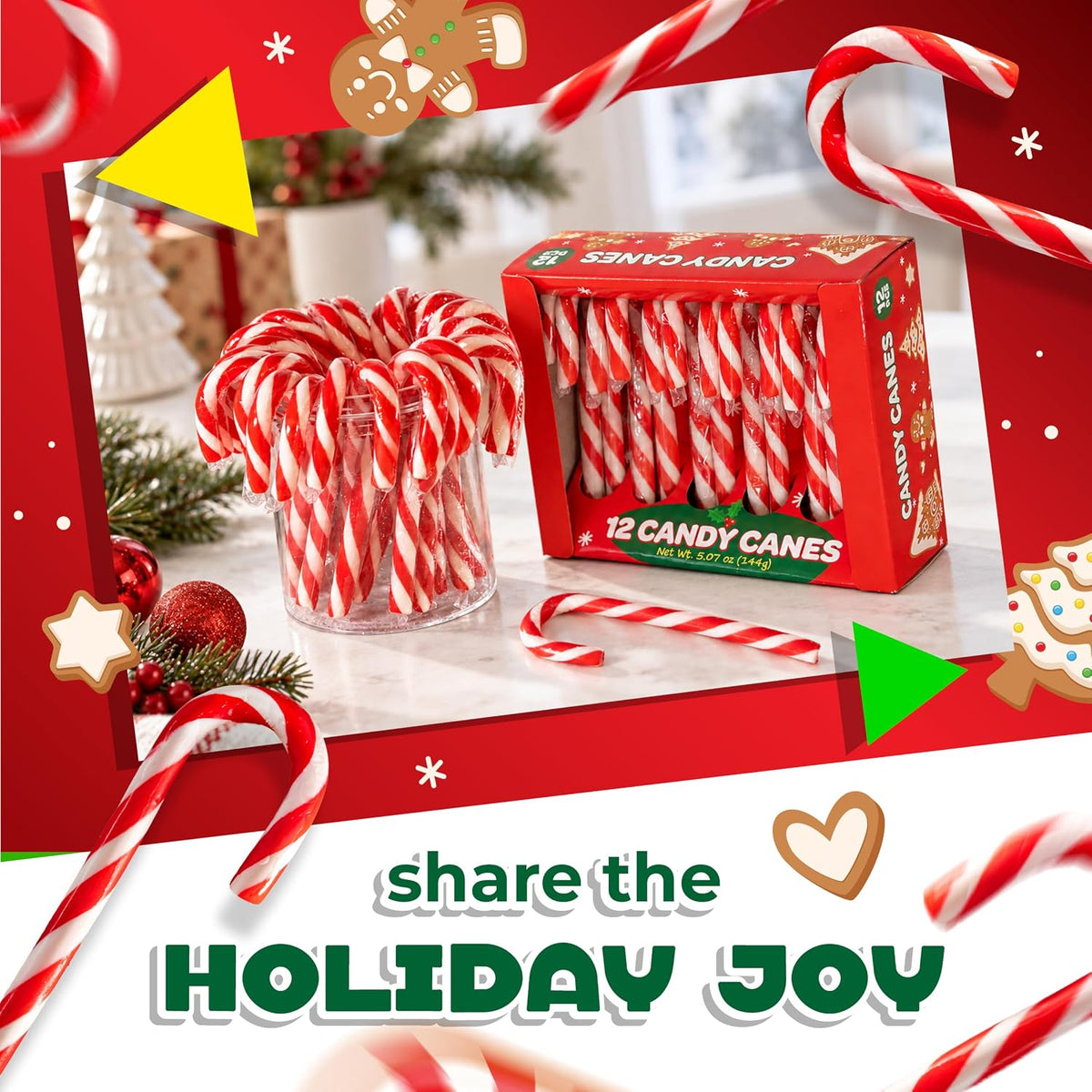 Christmas Candy Canes, Peppermint Flavor, 12 Count - Pack of 4