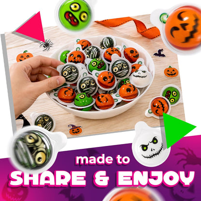 Halloween Candy, Gummy Balls, Trick or Treat Candy, 30 Count Jar | Orange & Green Apple Jelly Filled Gummy Candy, Spooky Treats