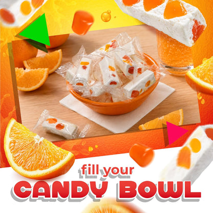 Jujube Nougat Candy, Orange Jelly Bits, Chewy Candy, 9 Oz Bag | Individually Wrapped Candy, 25 Pieces