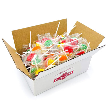 Fruit Lollipops | 80 Count - 2 Lb Box | Lollipops Individually Wrapped | Assorted Flavors Hard Candy Individually Wrapped | Fruit Suckers for Party Favors