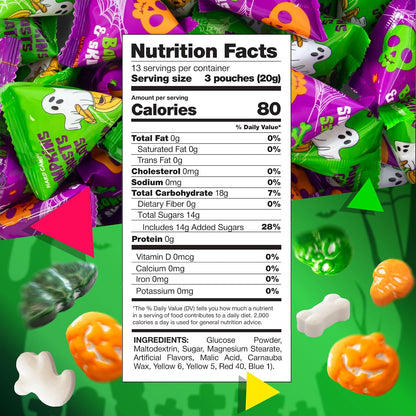 Halloween Candy Mix, Skulls Bones and Pumpkin Shapes - 40 Mini Pack
