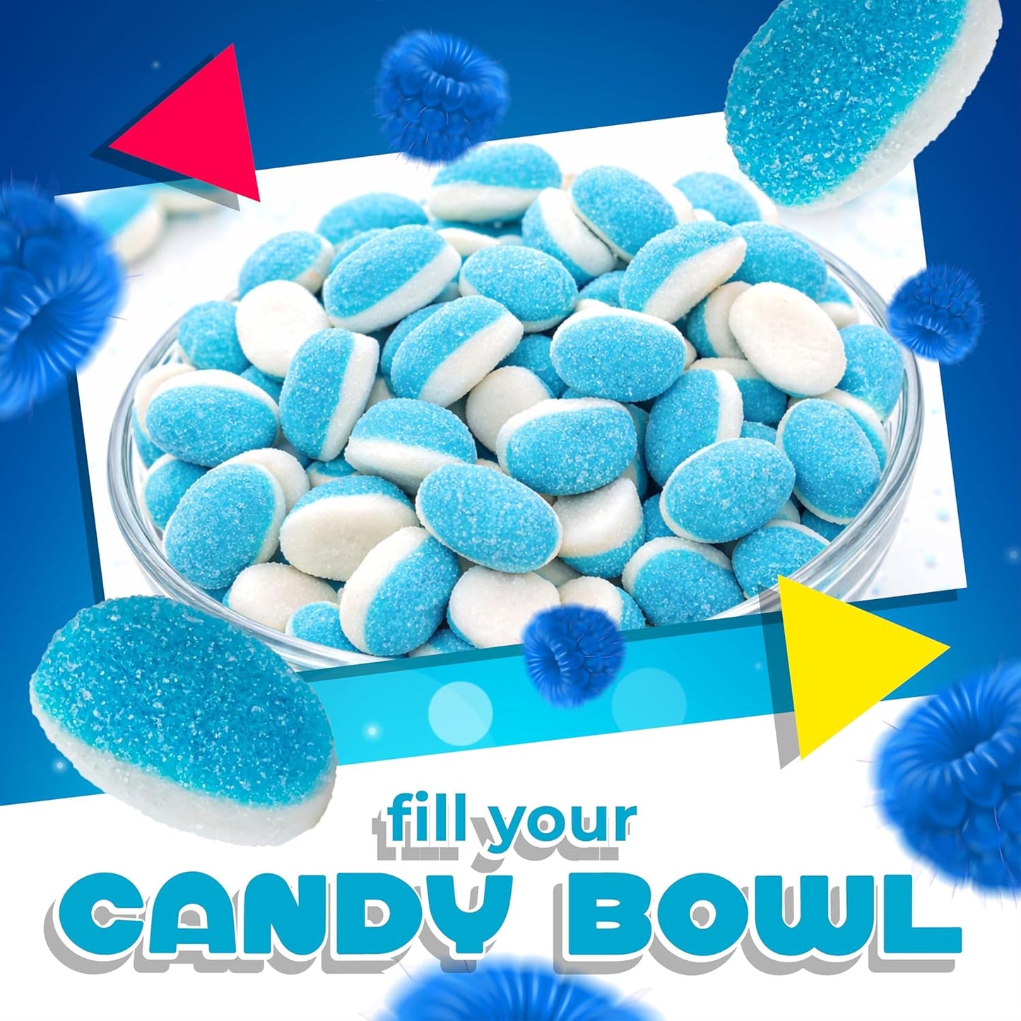 Blue Raspberry Puffs Gummy Candy | 1 Lb Bag | Blue Candy for Baby Shower Favors & Gender Reveal Parties | Puffy Gummies for Goodie Bags & Cake Decorating