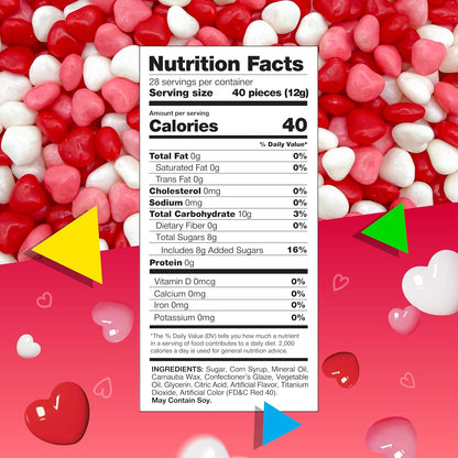 Strawberry Hearts Candy | 12 Ounce Bag | White, Pink & Red Candy Hearts for Dessert Topping, Buffets and Gifting | Strawberry Hard Candies | Old Fashioned Treat