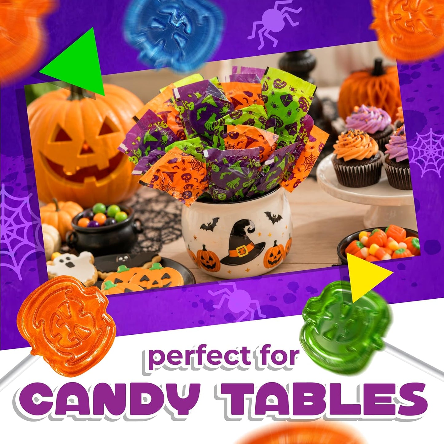 Halloween Candy, Pumpkin Lollipops Individually Wrapped, 90 Cnt, 2 Lb Box