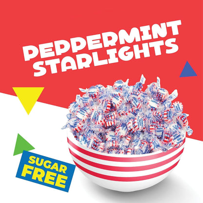 Sugar Free Peppermint Starlight Mints | 1 Pound Bag | Individually Wrapped Hard Candy | Old Fashioned Candy | Approx. 90 Count