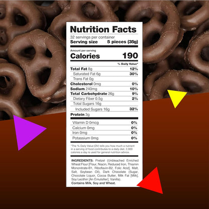 Dark Chocolate Covered Pretzels | 40 Ounce Bag | Salted Pretzels in Mildly Sweet Chocolate Coating