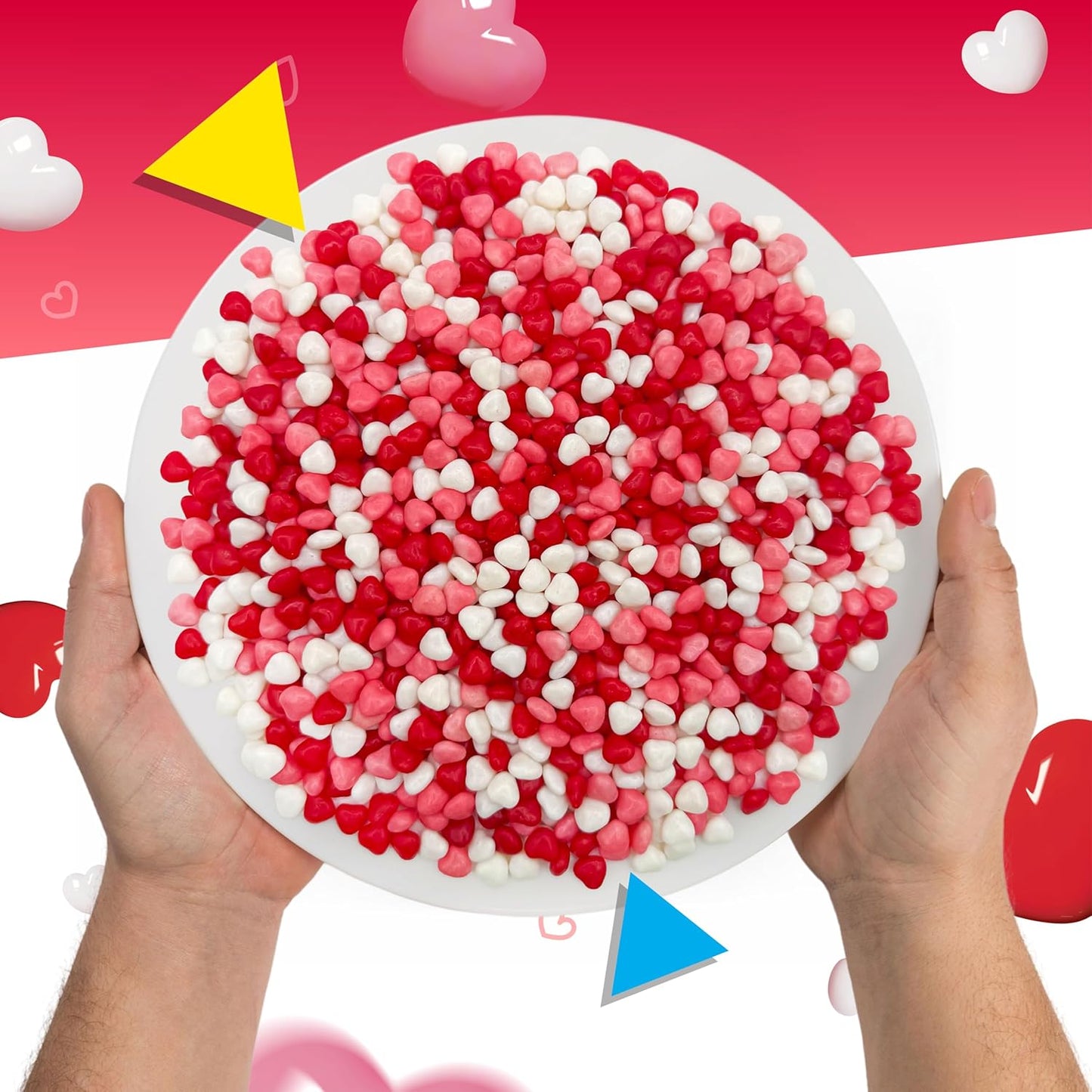 Strawberry Hearts Candy | 12 Ounce Bag | White, Pink & Red Candy Hearts for Dessert Topping, Buffets and Gifting | Strawberry Hard Candies | Old Fashioned Treat