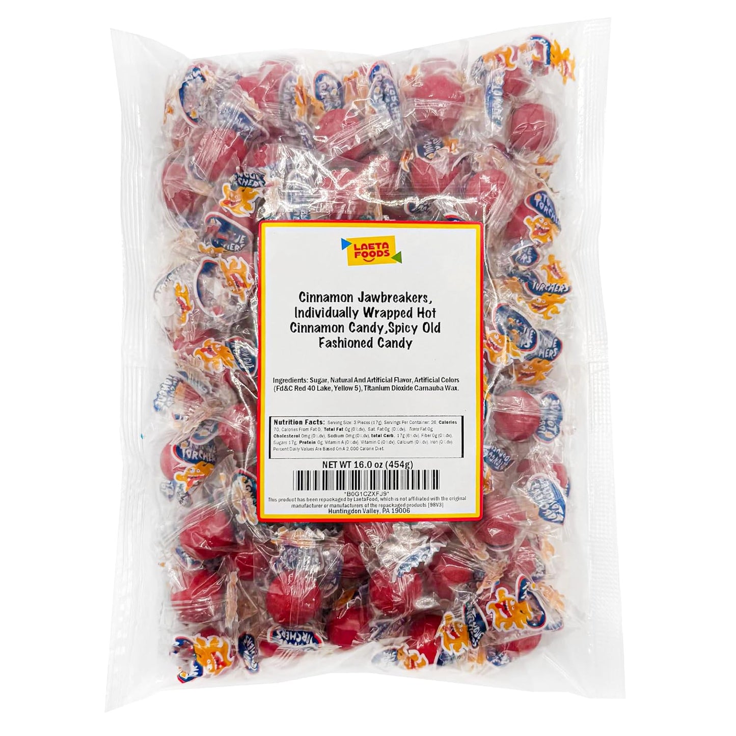 Cinnamon Jawbreakers | 1 Pound Bag | Individually Wrapped Hot Cinnamon Candy | Spicy Old Fashioned Candy for Office Bowls, Sharing & Gifting | Bold Flavor