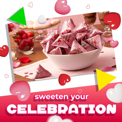 Strawberry Hearts | 24 Mini Packs | Hard Candy Individually Wrapped for Classroom and Party Favors | White, Red and Pink Hearts for Sharing and Gifting